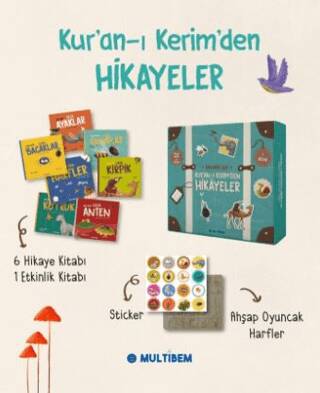 Kuran-ı Kerim`den Hikayeler Seti - 7 Kitap Ahşap Oyuncak Ve Sticker - Kutulu Özel Set - 1