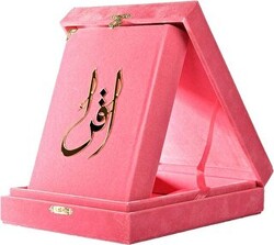 Kuranı Kerim Hafız Boy Kadife Kutulu Pembe - 1