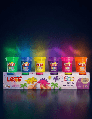 Let`s 6 Renk Neon Oyun Hamuru 660g - 1