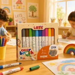 Let’s Fırça Uçlu Keçeli Kalem 12 Renk - Lets