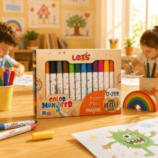 Let’s Jumbo Keçeli Kalem 12+2 Renk Silver+Gold - 1