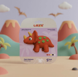 Let’s Mini Changelle 5 Renk Dino Macerası Triceratops Oyun Hamuru 120g - Lets