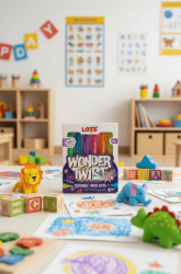 Let’s Wonder Twist Neon Mini Çevirmeli Mum Boya 6 Renk - 1