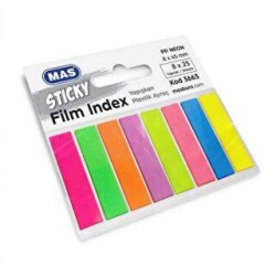 Mas Postit 8X45 Pp Dörtgen 25 Yaprak 8 Renk - MAS Kırtasiye