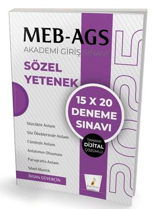 MEB - AGS Hazırlık Sözel Yetenek 15x20 Tamamı Dijital Çözümlü Deneme Sınavı - 1