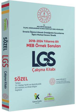 MEB Örnek Soruları LGS Sözel Çalışma Kitabı 8.Sınıf Türkçe-Tarih-Din-İngilizce Renkli Baskı A4 Ebat - 1