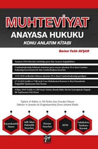 Muhteviyat Anayasa Hukuku Konu Anlatım Kitabı - 1
