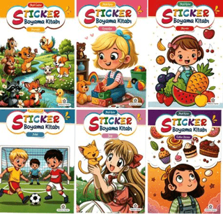 Neşeli Boyama Kitabı Sticker 6 Kitap Set - 1