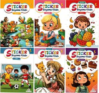 Neşeli Sticker Boyama Kitabı 6 Kitap - 1