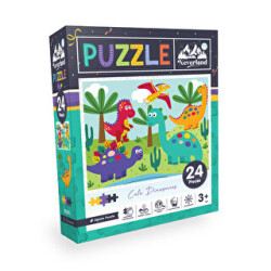 Neverland 24 Pieces Jigsaw Puzzle - Cute Dinosaurs Sevimli Dinozorlar - 1