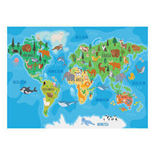 Neverland Hayvan Dünya Haritası Puzzle 100 Parça NL412 - 1