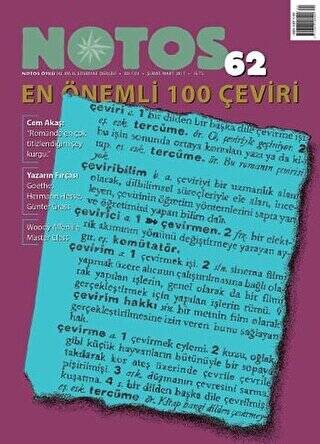 Notos Öykü İki Aylık Edebiyat Dergisi Sayı: 62 Şubat - Mart 2017 - 1