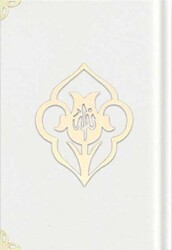 Orta Boy Kadife Kuran-ı Kerim Beyaz, Güllü, Mühürlü - A3 Beyaz - Hayrat Neşriyat