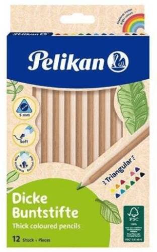 Pelikan Ahşap Gövdeli 12li Jumbo Kuru Boya - 1