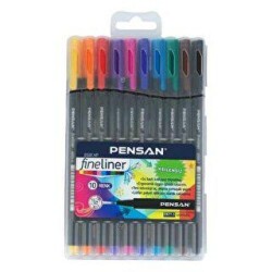 Pensan Fineliner 6500 10 Renk Plastik Kutulu - Pensan