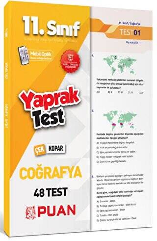 Puan Yayınları 11. Sınıf Coğrafya Yaprak Test - 1