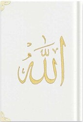 Rahle Boy Kadife Kur`an-ı Kerim Beyaz, Nakışlı, Yaldızlı, Mühürlü A3 - Hayrat Neşriyat