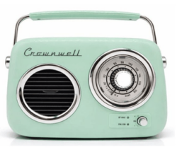 Retro Tasarımlı Bluetooth FM Radyo Mint Yeşil - Crownwell