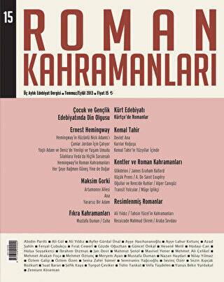 Roman Kahramanları Sayı:15 Temmuz-Eylül 2013 - 1