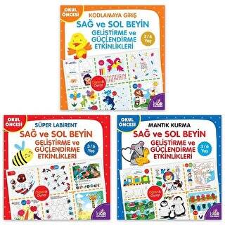 Sağ ve Sol Beyin Geliştirme ve Güçlendirme Etkinlikleri Seti 3-6 Yaş 3 Kitap Takım - 1