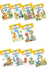 Sevimli Dinozorlar Boyama Kitabı Sticker Çıkartmalı 10 Kitap Set - Atlı Karınca Yayınları