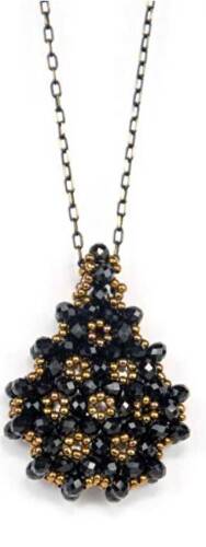 Siyah Cevşen Kolye Kristal, Damla - 1