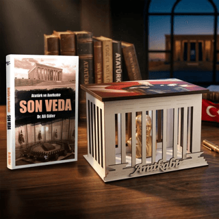 Son Veda ve Atatürk Büstlü Ahşap Anıtkabir Işıklı Maket - 1