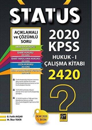 Status 2020 Kpss Hukuk - 1 Çalışma Kitabı - 1