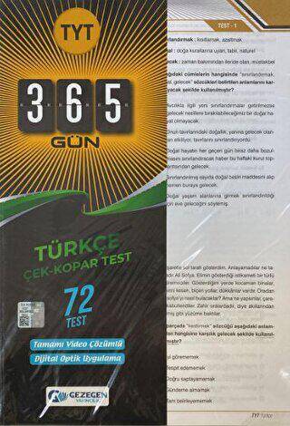 TYT 365 Gün Türkçe 72 Yaprak Test - 1