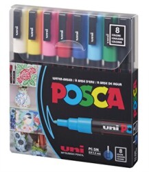 Uni Posca 0.9-1.3 Su Bazlı Poster Markörü Ana Renk 8Li - 1
