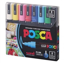 Uni Posca 1.8-2.5 Su Bazlı Poster Markörü Ana Renk 8Li - 1