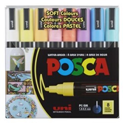 Uni Posca 1.8-2.5 Su Bazlı Poster Markörü Sotf Renk 8Li PC-5M-8C - 1