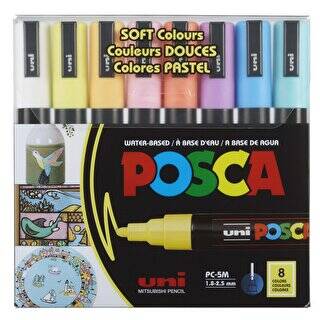 Uni Posca 1.8-2.5 Su Bazlı Poster Markörü Sotf Renk 8Li PC-5M-8C - 1