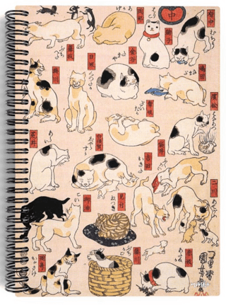 Utagawa Kuniyoshi - Cats of the Tokaido, 1850 - Spiralli Defter 07 - Çizgisiz - 100 Sayfa - 1