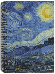 Vincent van Gogh - The Starry Night, 1889 - Spiralli Defter 02 - Çizgisiz - 100 Sayfa - Miosho