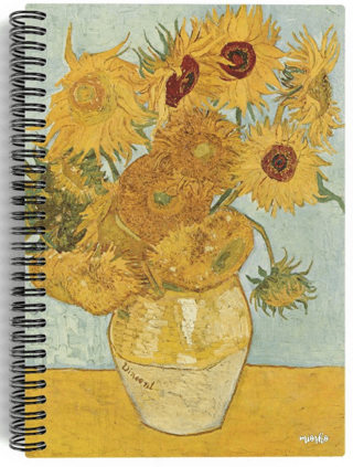 Vincent van Gogh - Vase with 12 Sunflowers, 1888 - Spiralli Defter 03 - Çizgisiz - 100 Sayfa - 1