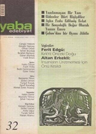 Yaba Edebiyat Dergisi Sayı: 32 - 1