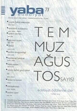Yaba Edebiyat Dergisi Sayı: 71 - 1