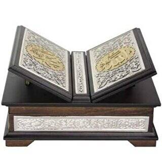 Yaldızlı Kaplama Gümüş Kanatlı Kur`an-ı Kerim Çanta Boy - 1