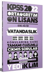 Yediiklim Yayınları 2022 KPSS Ortaöğretim Ön Lisans Genel Kültür Vatandaşlık Konularına Göre Tamamı Çözümlü Çıkmış Sorular - 1
