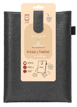 Yeni Nesil Kitap ve Tablet Çantası - Özel Deri Dokulu Antrasit - 1