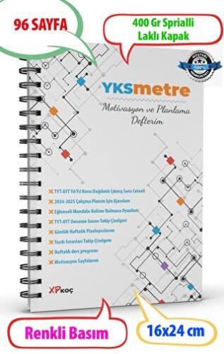 YKSMETRE Motivasyon ve Planlama Defteri - Günlük ve Haftalık Planlayıcı - 1